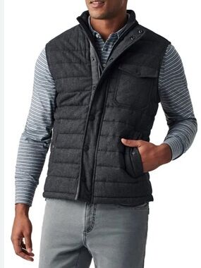 Faherty Teton Valley Dark Gray Men’s Quilted Vest Size Large